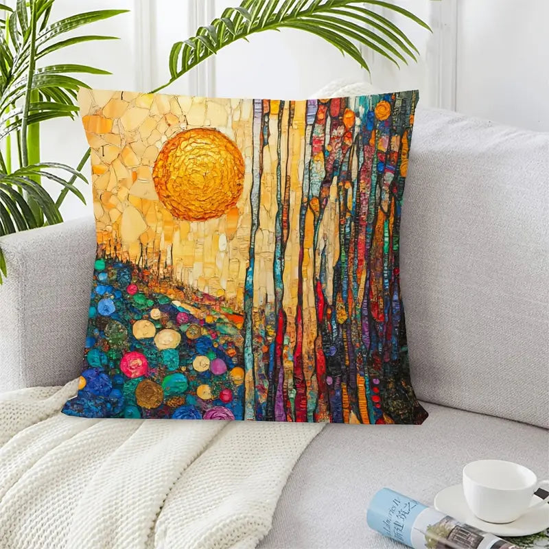 1 Klimt-Inspired Abstract Landscape decorative Cushion