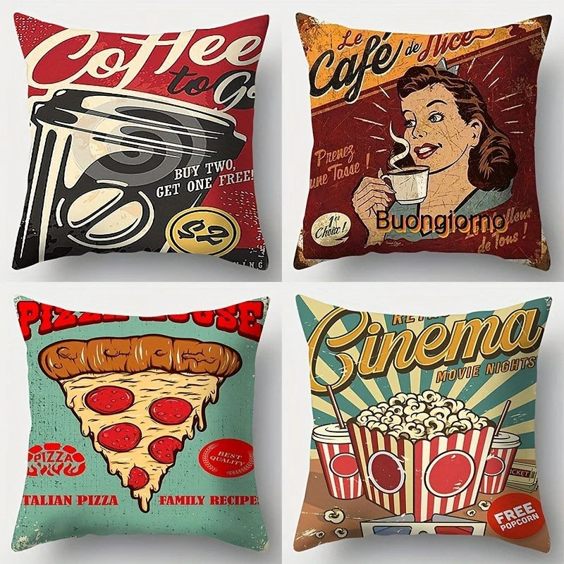 4 piece Set of Retro American scatter cushions