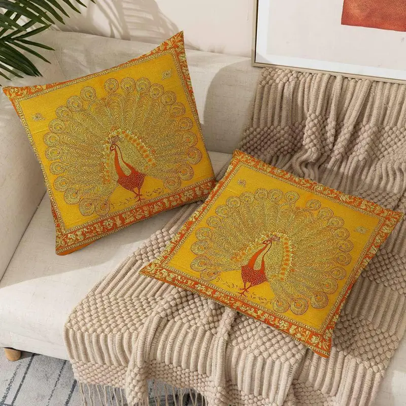 2 Glam Style Indian Peacock Cushions