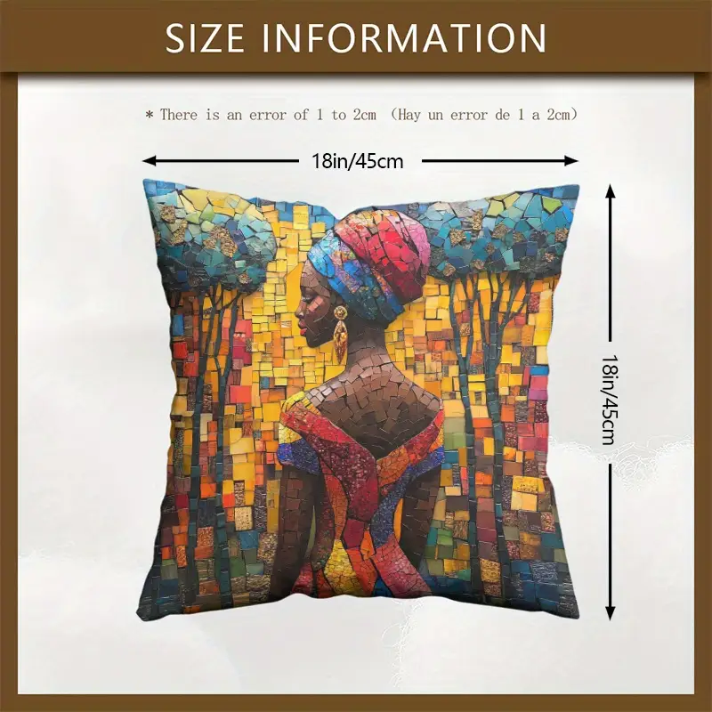 1 pc Vibrant African Woman Mosaic Art decorative cushion