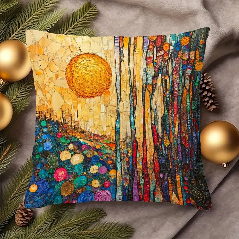 1 Klimt-Inspired Abstract Landscape decorative Cushion