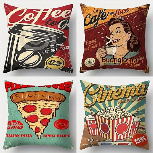 4 piece Set of Retro American scatter cushions