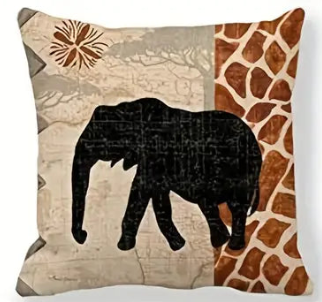 African Elephant Throw Cushion