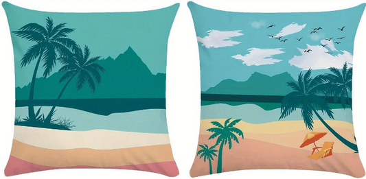 Set of two Tropical Beach Themed Cushions
