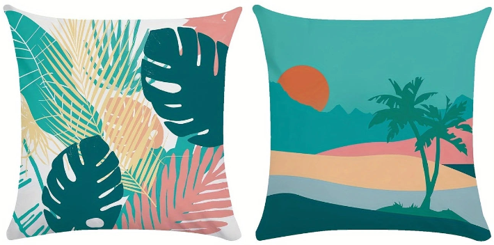 Set of two Tropical Beach Themed Cushions