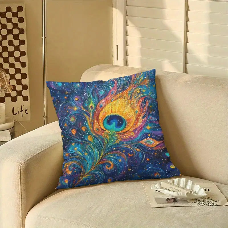 1 Bohemian Peacock Feather decorative cushion