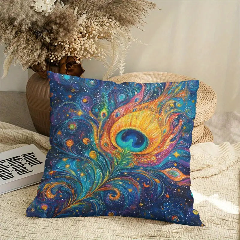 1 Bohemian Peacock Feather decorative cushion