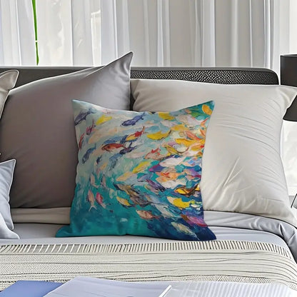 1 Vibrant Underwater Scene Fish Print Decorative Cushion
