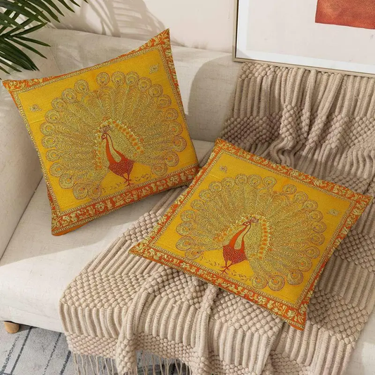 2 Glam Style Indian Peacock Cushions