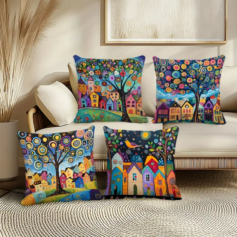 Set of two Whimsical Tree of Life Cushions