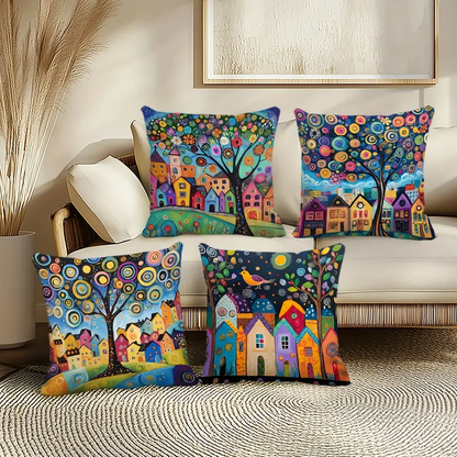Set of two Whimsical Tree of Life Cushions