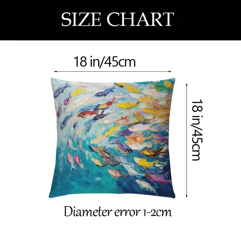 1 Vibrant Underwater Scene Fish Print Decorative Cushion