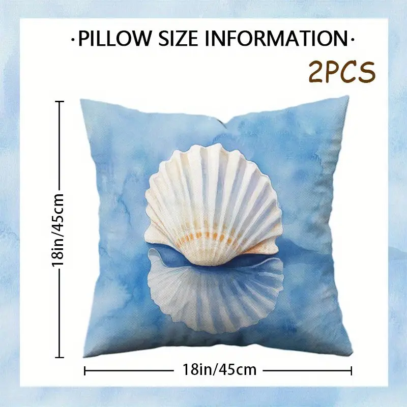 2pcs Soft blue Watercolour Shell design Cushions
