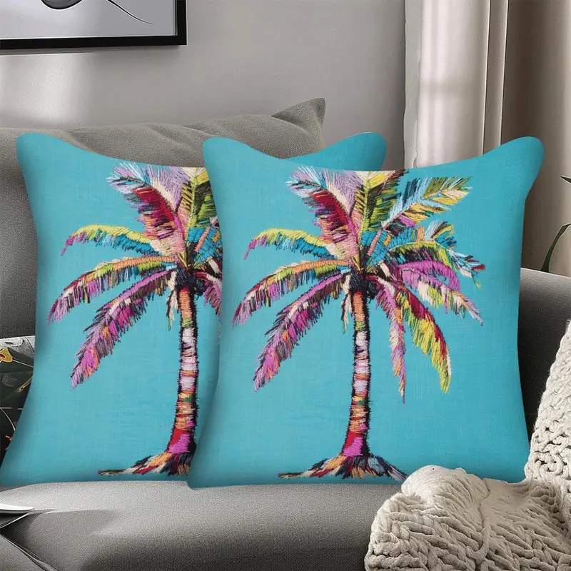 2pcs Tropical Palm Tree Scatter Cushions